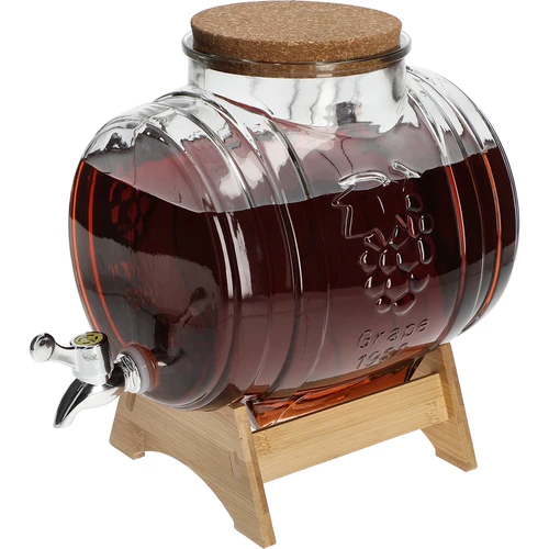 Barril de vidro 5 L, com boca larga, rolha, suporte e torneira - 4
