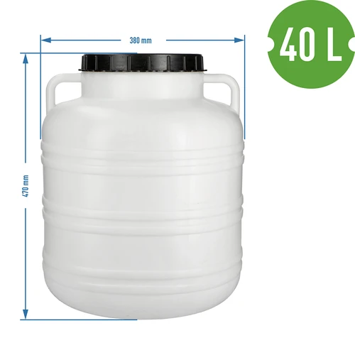Barril para fermentação 40 L - branco, com alças - 8