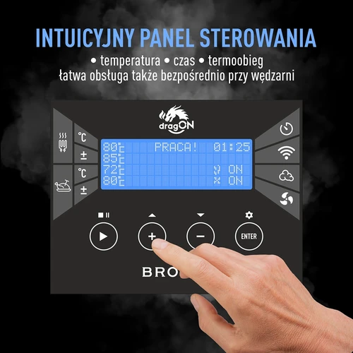 Bezramowa wędzarnia dragON PLYWOOD NATURE ze sterownikiem Wi-Fi, 200L - 10