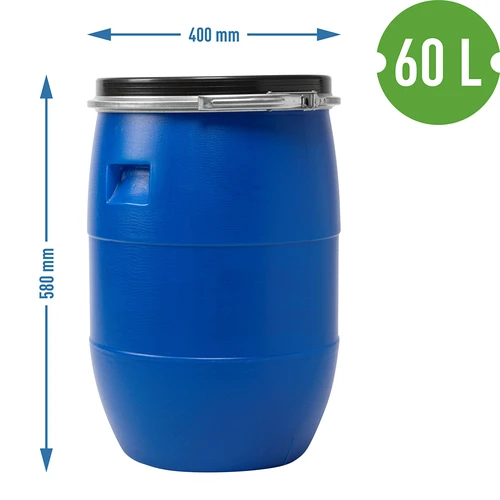 Bidão para couve fermentada 60 L, com aro de aperto, azul, Sterk - 9