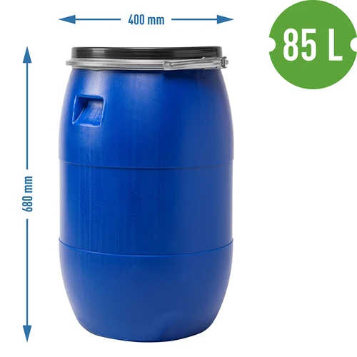 Bidão para couve fermentada 85 L, com aro de aperto, azul, Sterk - 9