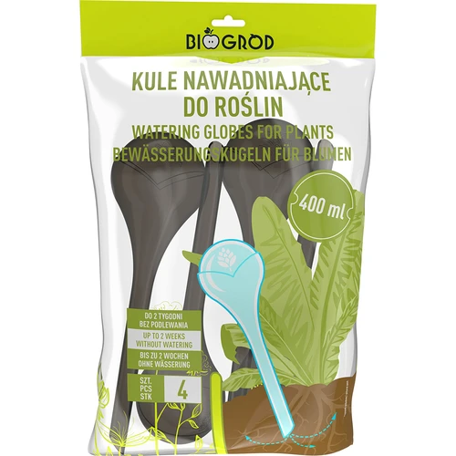 Bolas de irrigação para plantas, pretas transparentes, 400 ml, 4 unidades - 3
