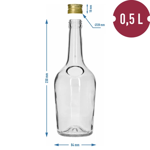 Butelka GLORIA 0,5 L, ze złotą zakrętką fi 28,1 szt. - 6