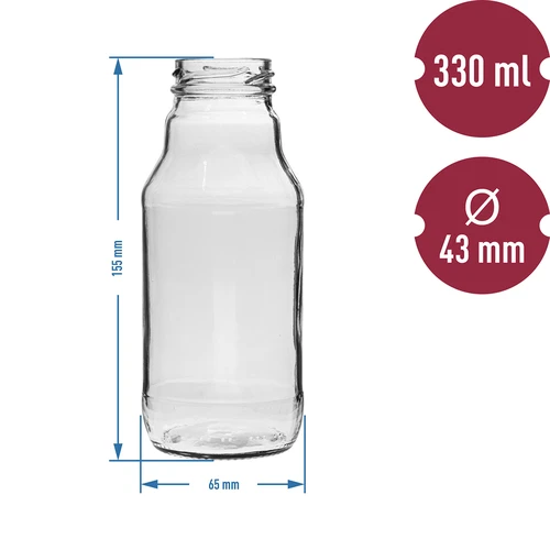 Butelka TO na sok 330 ml z zakrętką fi 43 - 6 szt. - 4