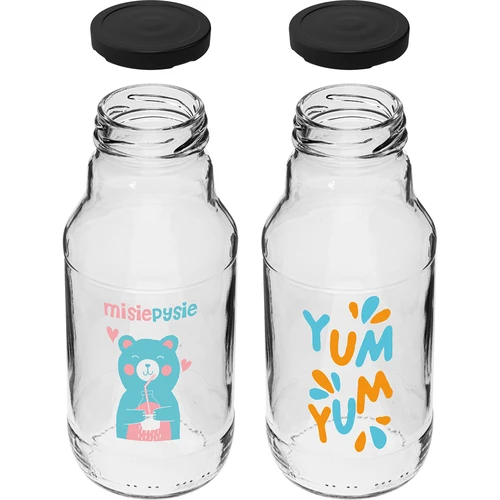 Butelka twist off 330 ml z zakrętką fi43 i kolorowym nadrukiem - 6 szt. - 4