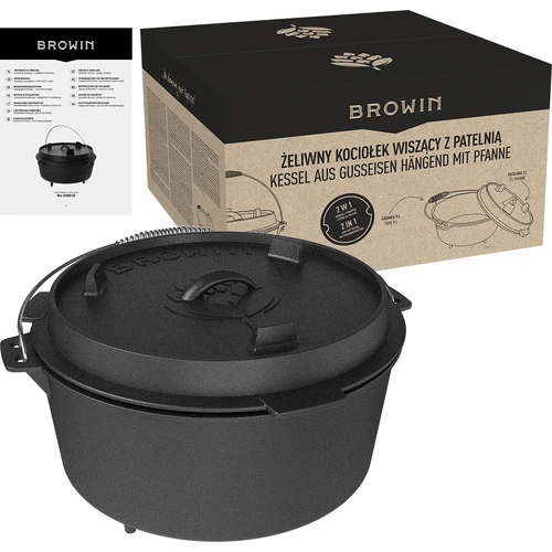 Caldeirão suspenso em ferro fundido com tampa-frigideira - 9