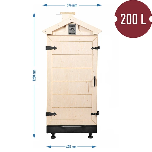 Câmara de defumação de contraplacado certificado, sem estrutura, 200 L, com rodas - 4