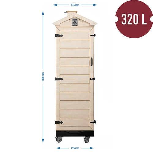 Câmara de defumação em contraplacado certificado, sem estrutura, 320 L, com rodízios - 4