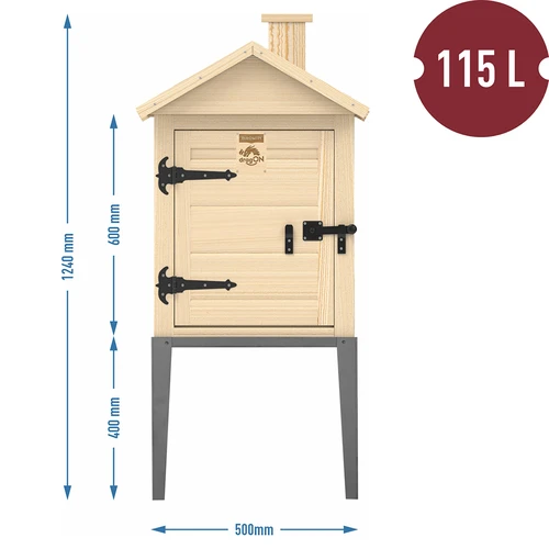 Câmara de defumação em madeira de abeto, 115L, com base em aço inoxidável - 3