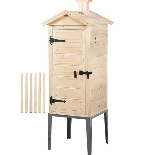 Câmara de defumação em madeira de abeto, 200 L, com base em aço inoxidável