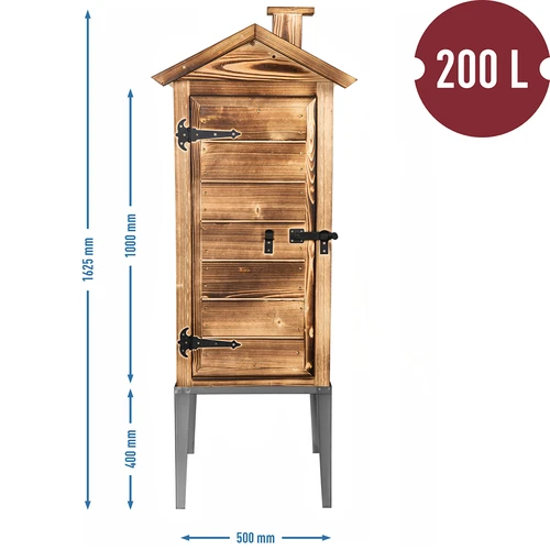 Câmara de fumagem a lenha – em madeira de abeto, 200L, com base em aço inoxidável - 5