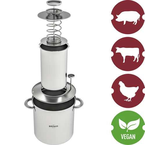 Conjunto com camisa de água - cozedor de fiambre 1,5 kg + panela - 8