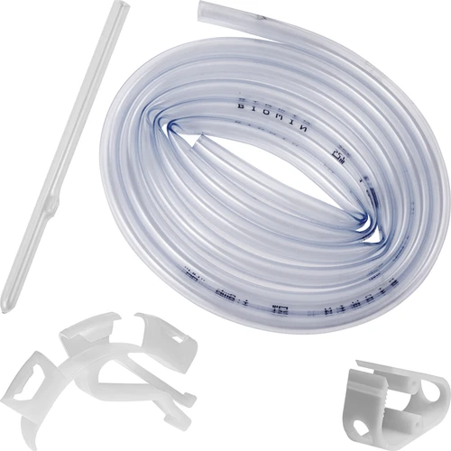 Conjunto para trasfega de vinho com suporte e pinça de fecho