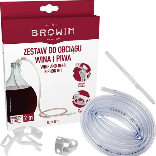 Conjunto para trasfega de vinho com suporte e pinça de fecho - 2