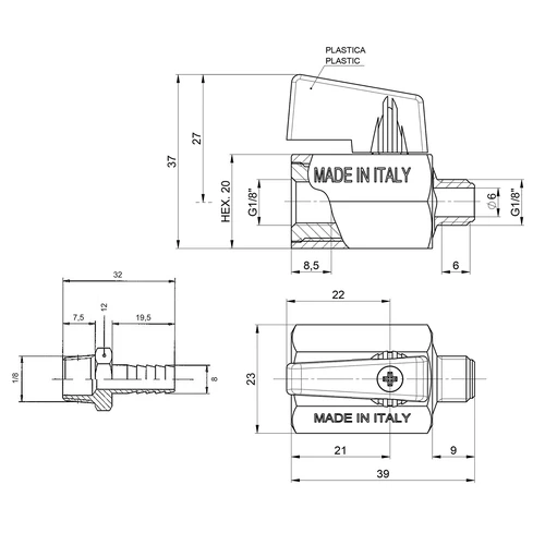 Conjunto válvula de esfera + espigão - 4