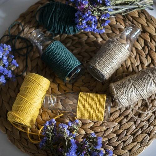Corda de algodão amarela 2 mm/55 m/100 g - 12