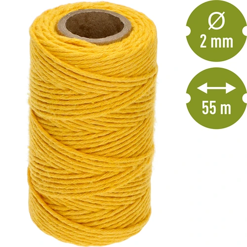 Corda de algodão amarela 2 mm/55 m/100 g - 4