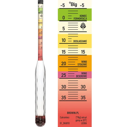 Cukromierz nietłukący z probówką, zakres pomiaru: -5-35°Blg - 4