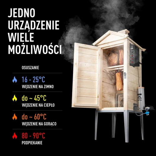 Defumador de jardim em madeira 200 L – dragON Wood 100E com módulo de aquecimento elétrico e controlador - 4