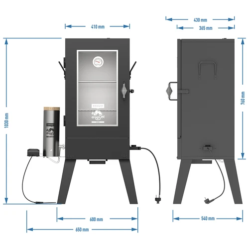 Defumador elétrico dragON E101 com gerador de fumaça, 70 L - 12