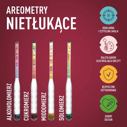 Densímetro para hidromel inquebrável com proveta, faixa de medição 10–50°Blg - 7