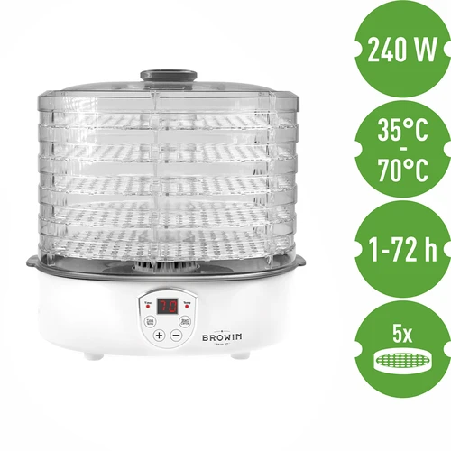 Desidratador para cogumelos, frutas, legumes e ervas com regulação de temperatura, 240 W, transparente - 7