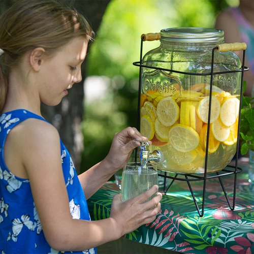 Dispensador Lemoniada 8 L - com torneira, em suporte metálico com pegas - 8