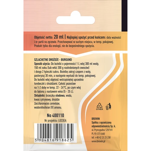 Drożdże winiarskie Bordeaux, 20 ml - 2