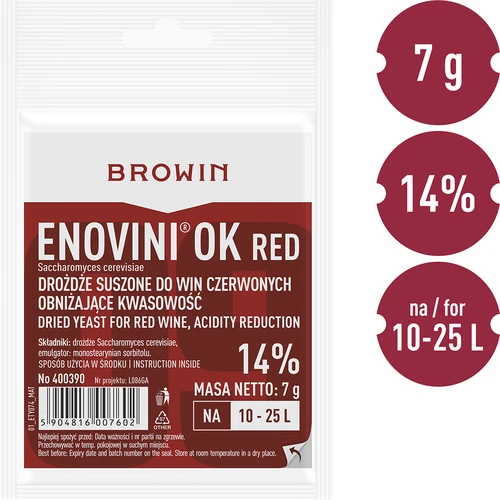 Enovini® OK RED - fermento para vinho que reduz acidez 7 g - 4