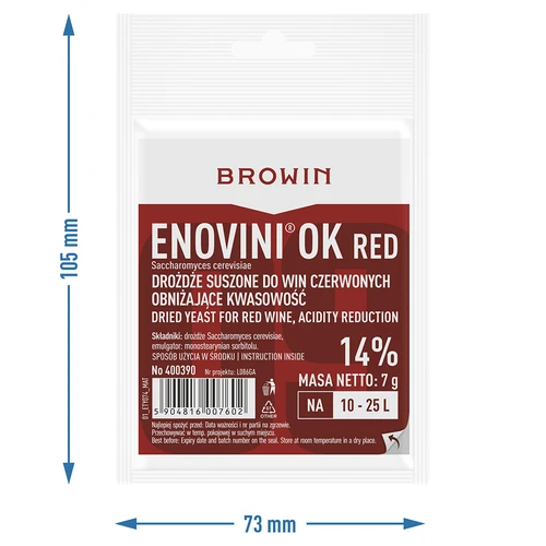Enovini® OK RED - fermento para vinho que reduz acidez 7 g - 5