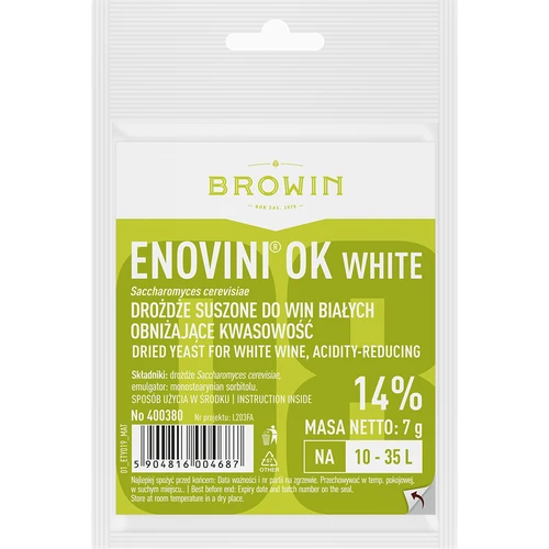 Enovini® OK WHITE - fermento enológico que reduz a acidez 7 g  - 1 