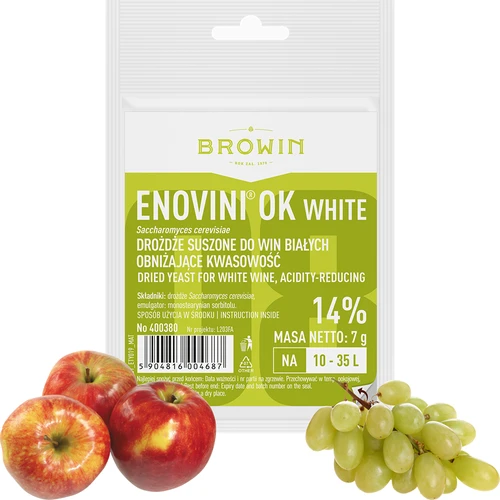 Enovini® OK WHITE - fermento enológico que reduz a acidez 7 g - 3