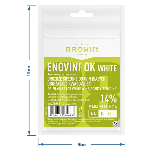 Enovini® OK WHITE - fermento enológico que reduz a acidez 7 g - 4