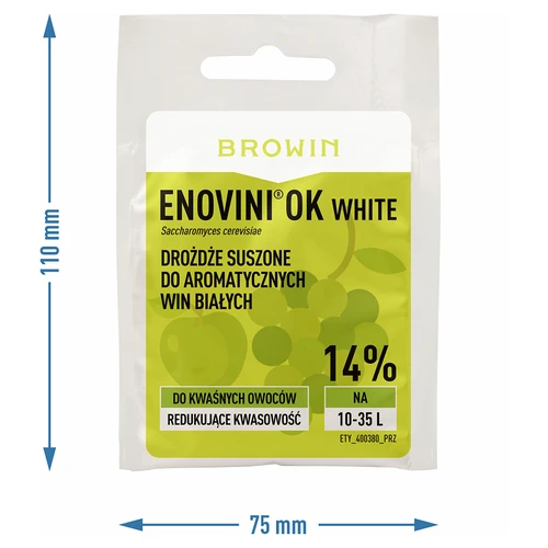 Enovini® OK WHITE - leveduras enológicas redutoras de acidez 7 g - 5