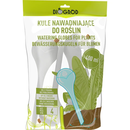 Esferas de rega para plantas, brancas semitransparentes com rolha de cortiça, 400 ml, 4 unid. - 4