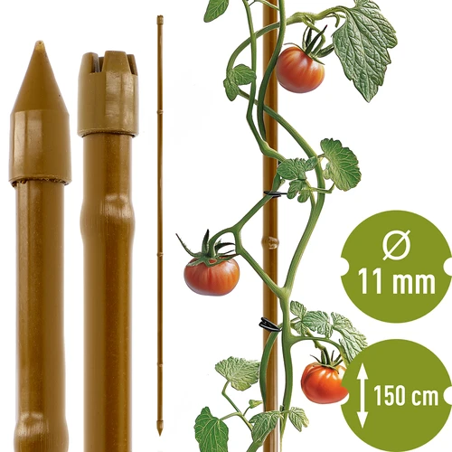 Estaca de aço revestida em forma de bambu, 150 cm x 11 mm