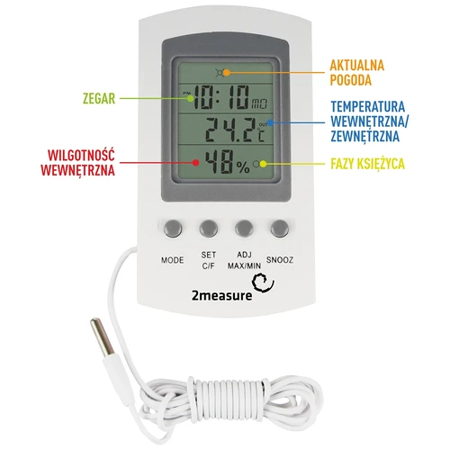 Estação meteorológica – eletrónica, com sonda, branca - 5