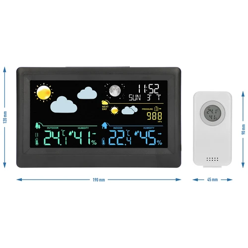 Estação meteorológica eletrônica – sem fio, com sensor, preta - 13