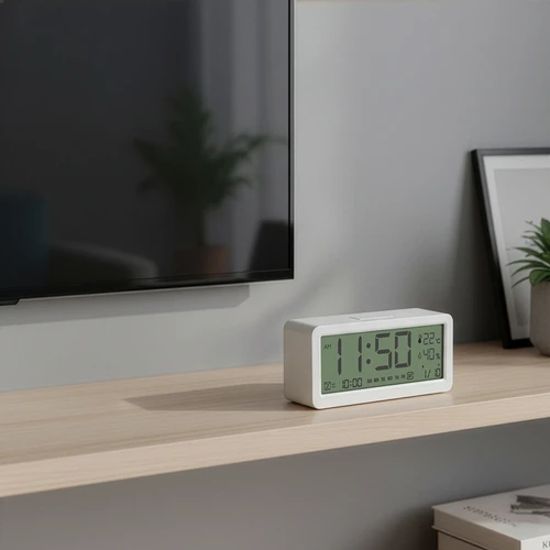 Estação meteorológica eletrónica Soens - branca, com relógio e calendário - 9