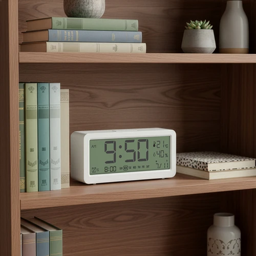 Estação meteorológica eletrónica Soens - branca, com relógio e calendário - 8