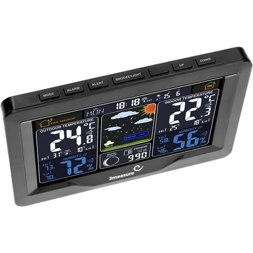 Estação meteorológica RCC, DCF – eletrônica, iluminada, sem fio, sensor, preta - 5