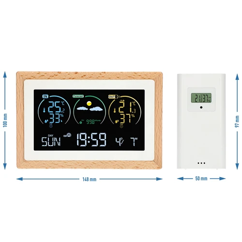 Estação meteorológica (RCC,DCF) - eletrônica, sem fio, iluminada, sensor, branca - 14