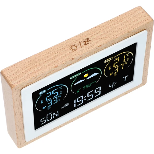 Estação meteorológica (RCC, DCF) - eletrónica, sem fios, retroiluminada, com sensor, branca - 4