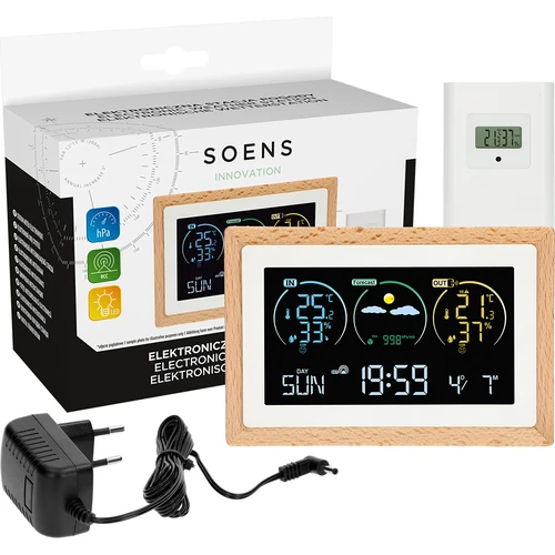 Estação meteorológica (RCC, DCF) - eletrónica, sem fios, retroiluminada, com sensor, branca - 7