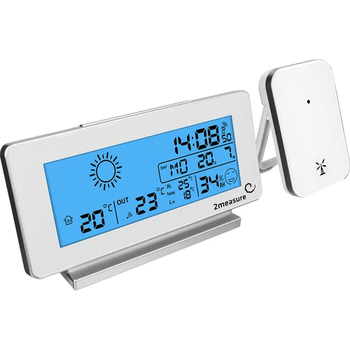Estação meteorológica RCC, DCF – eletrónica, sem fios, sensor com retroiluminação, branca - 2
