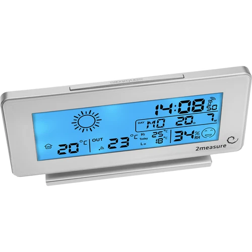 Estação meteorológica RCC, DCF – eletrónica, sem fios, sensor com retroiluminação, branca - 3