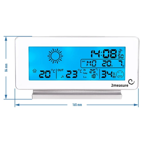 Estação meteorológica RCC, DCF – eletrónica, sem fios, sensor com retroiluminação, branca - 9