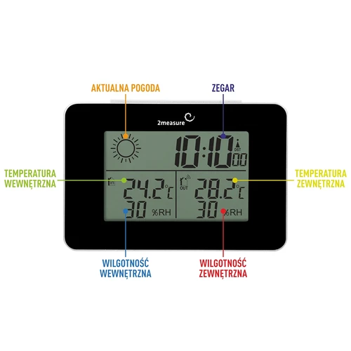 Estação meteorológica RCC – eletrônica, sem fio, sensor iluminado, preta - 10