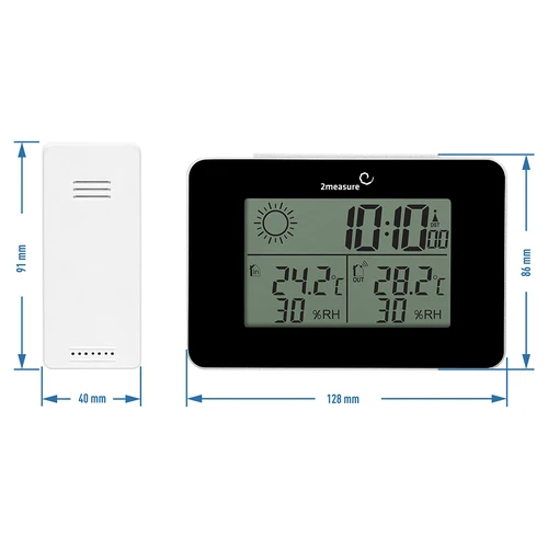 Estação meteorológica RCC – eletrônica, sem fio, sensor iluminado, preta - 12