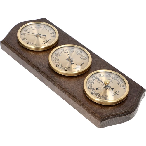 Estação meteorológica retro - cor wengué com mostradores dourados - 2